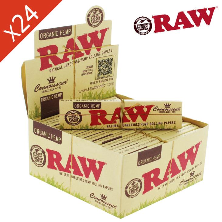 Boite Papier à Rouler Raw Slim Connoisseur Organic avec Filtres