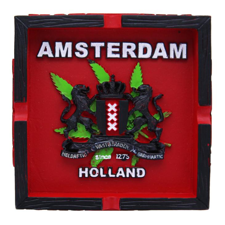 Cendrier carré polyrésine Black Amsterdam XXX (Noir/Rouge)