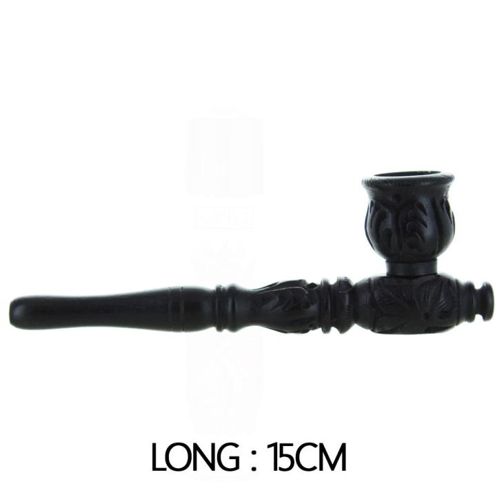 Pipe en bois sculptée Dharma (Noir) 15cm