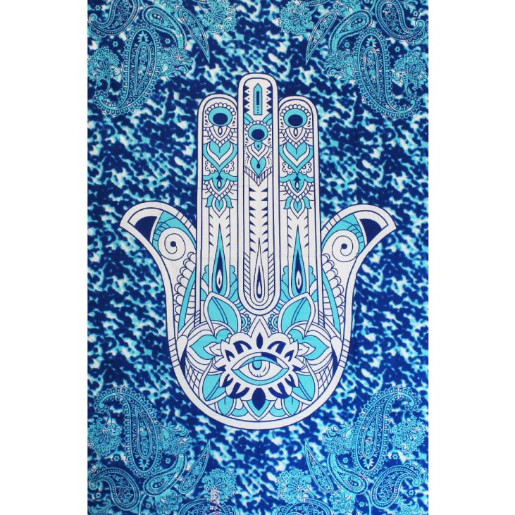 Tenture Fatima Hand Indienne (Bleu)