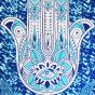 Tenture Indienne Artisanale Fatima Hand (Bleu)